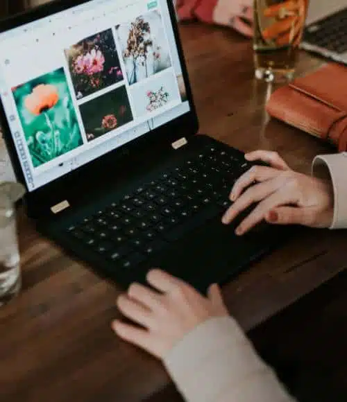 Person working and connecting with a laptop